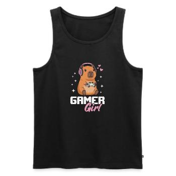 Capybara Gamer Girl Gaming Girl Jeux vidéo - Débardeur bio Premium Homme - noir - Devant - AI Model Male 178 light (178cm)