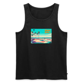 Venice Beach Retro Skater - Männer Premium Bio Tank Top - Schwarz - Vorne - AI Model Male 178 light (178cm)