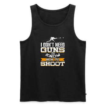 crosse humour Je sais tirer sans armes - Débardeur bio Premium Homme - noir - Devant - Michal (187cm)