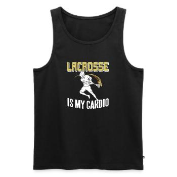 La crosse est mon cardio Athlète drôle Humour sportif - Débardeur bio Premium Homme - noir - Devant - Michal (187cm)