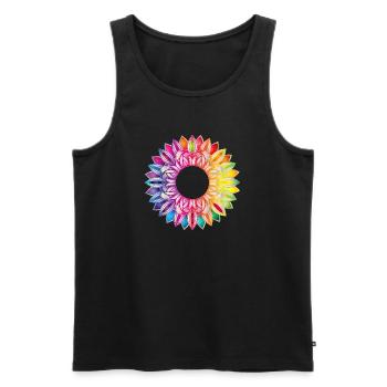 Cadre floral coloré – motif floral mandala - Débardeur bio Premium Homme - noir - Devant - AI Model Male 178 light (178cm)