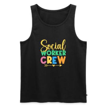 Social Worker Quote Crew Social Work - Männer Premium Bio Tank Top - Schwarz - Vorne - AI Model Male 178 light (178cm)