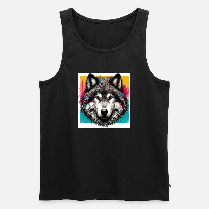 Wolf - Männer Premium Bio Tank Top - Schwarz
