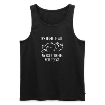 Sleeping Cat and Saying Good Deeds - Men's Premium Organic Tank Top - black - Front - AI Model Male 178 light (178cm)