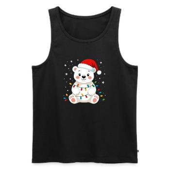 ours polaire Noël mignon drôle fées lumières pôle Nord - Débardeur bio Premium Homme - noir - Devant - Michal (187cm)