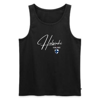 Helsinki Finland, elegant design Helsinki - Men's Premium Organic Tank Top - black - Front - AI Model Male 178 light (178cm)