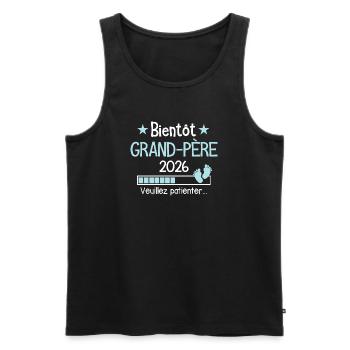 Bientôt grand-père 2026 cadeau futur papi - Débardeur bio Premium Homme - noir - Devant - Michal (187cm)