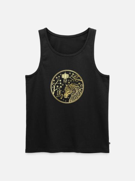 Chinesisches Neujahr des Pferdes 2026 - Männer Premium Bio Tank Top - Schwarz