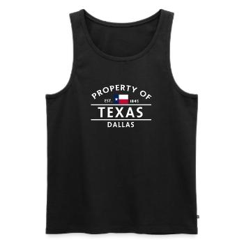 Motif Texas Dallas avec drapeau - Débardeur bio Premium Homme - noir - Devant - Michal (187cm)