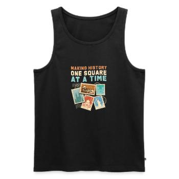Stamps Philatelist Stamp Collection - Men's Premium Organic Tank Top - black - Front - AI Model Male 178 light (178cm)