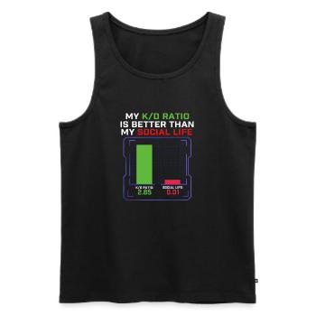My K/D Ratio Better Than My Social Life Gamer  - Men's Premium Organic Tank Top - black - Front - AI Model Male 178 light (178cm)