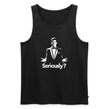 Sérieusement? Silhouette de gala élégante - Débardeur bio Premium Homme - noir - Devant - AI Model Male 178 light (178cm)