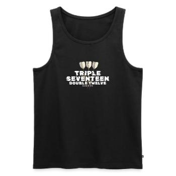 Vintage 1975 Darts Checkout - Men's Premium Organic Tank Top - black - Front - AI Model Male 178 light (178cm)