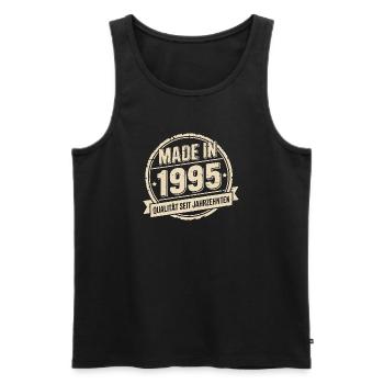 Made in 1995 Vintage Seal - Men's Premium Organic Tank Top - black - Front - AI Model Male 178 light (178cm)
