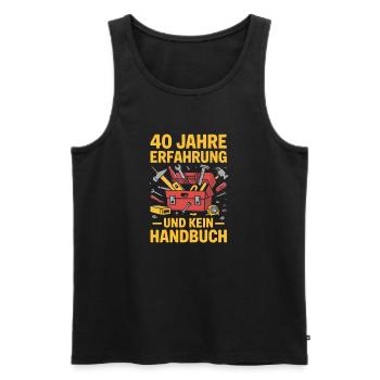 40 Jahre Erfahrung – Kein Handbuch - Männer Premium Bio Tank Top - Schwarz - Vorne - Michal (187cm)