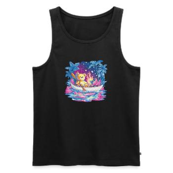 Teddy Boat Dream Under Starry Sky - Men's Premium Organic Tank Top - black - Front - AI Model Male 178 light (178cm)