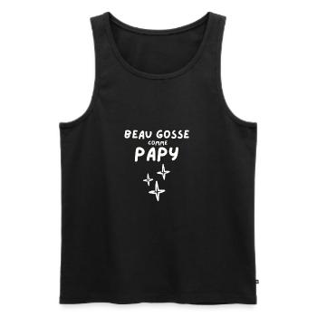 Beau gosse comme Papy - Débardeur bio Premium Homme - noir - Devant - AI Model Male 178 light (178cm)