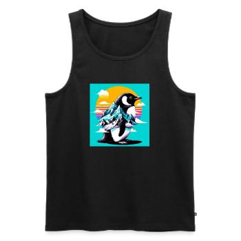 penguin - Men's Premium Organic Tank Top - black - Front - Michal (187cm)