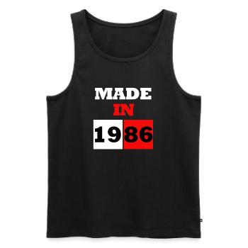 1986 Bloc Retro Anniversaire - Débardeur bio Premium Homme - noir - Devant - AI Model Male 178 light (178cm)