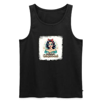 Retro Weihnachten Pin-Up T-Shirt - Männer Premium Bio Tank Top - Schwarz - Vorne - AI Model Male 178 light (178cm)