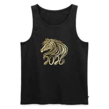 Chinesisches Neujahr des Pferdes 2026 - Männer Premium Bio Tank Top - Schwarz - Vorne - Michal (187cm)