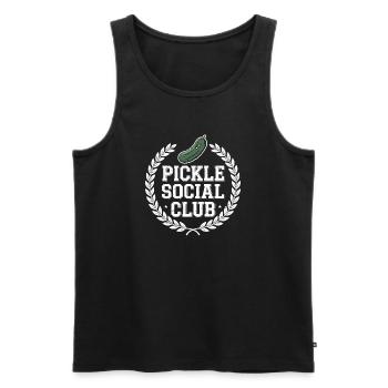 Pickle Social Club Concombre Humour Crew - Débardeur bio Premium Homme - noir - Devant - Michal (187cm)
