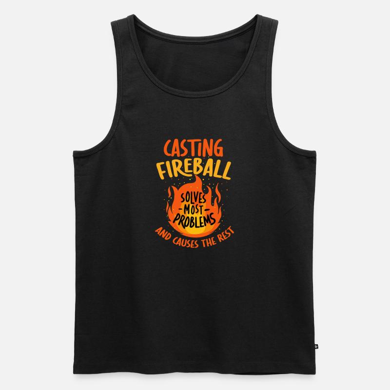 Casting Fireball Solves Problems RPG Gaming  - Men's Premium Organic Tank Top - black