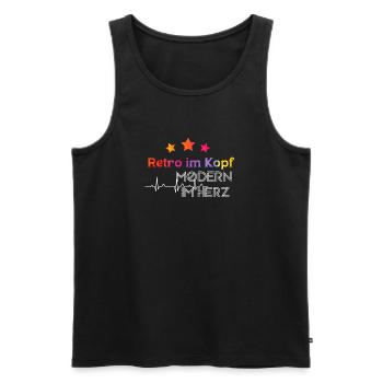 Retro Head, Modern Heart - Men's Premium Organic Tank Top - black - Front - Michal (187cm)