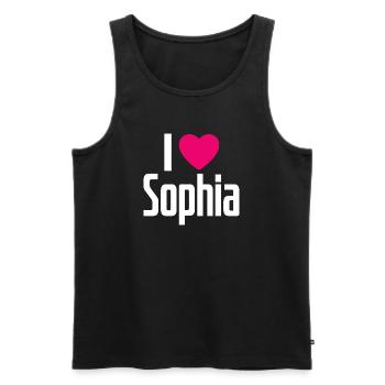 I Love Sophia Pink Heart I Love Sophia - Men's Premium Organic Tank Top - black - Front - AI Model Male 178 light (178cm)
