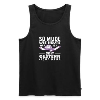 As tired as today cat saying - Men's Premium Organic Tank Top - black - Front - AI Model Male 178 light (178cm)