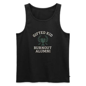 Diplômé très doué en burn-out avec des résultats scolaires - Débardeur bio Premium Homme - noir - Devant - AI Model Male 178 light (178cm)