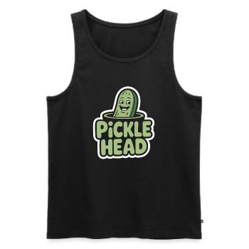 Pickle Head Lustige Gurke Cartoon Humor - Männer Premium Bio Tank Top - Schwarz - Vorne - Michal (187cm)