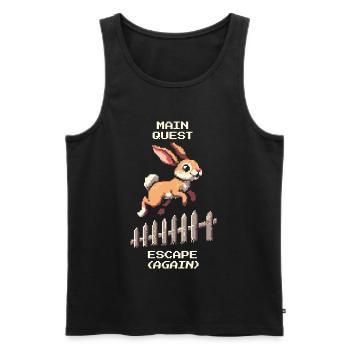 Main Quest Escape | Hasen Ausbruchswitz - Männer Premium Bio Tank Top - Schwarz - Vorne - Michal (187cm)
