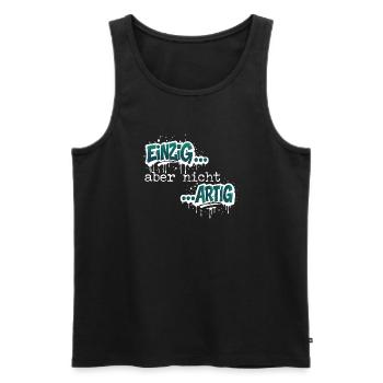 Einzig aber nicht ARTIG - Männer Premium Bio Tank Top - Schwarz - Vorne - AI Model Male 178 light (178cm)