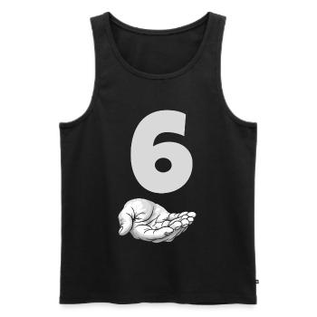 Drôle Six Meme Main Gen Alpha Joke - Débardeur bio Premium Homme - noir - Devant - AI Model Male 178 light (178cm)