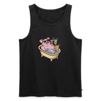 Entspannendes Schwein Im Bad Mit Cocktails - Männer Premium Bio Tank Top - Schwarz - Vorne - AI Model Male 178 light (178cm)