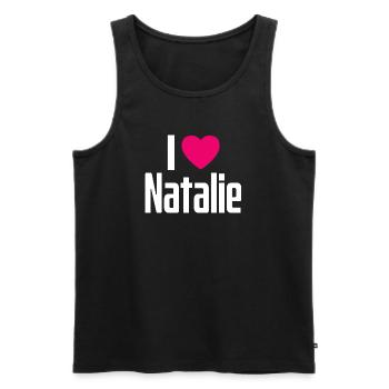 J’aime Natalie Coeur rose J’aime Natalie - Débardeur bio Premium Homme - noir - Devant - AI Model Male 178 light (178cm)