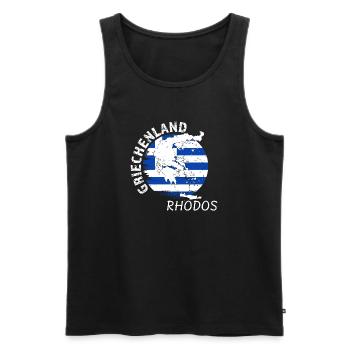 Rhodos - Männer Premium Bio Tank Top - Schwarz - Vorne - AI Model Male 178 light (178cm)