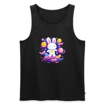 Cosmic Rabbit Star Flight - Men's Premium Organic Tank Top - black - Front - AI Model Male 178 light (178cm)