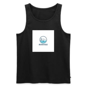 Lake Constance Lighthouse Sailboat - Men's Premium Organic Tank Top - black - Front - AI Model Male 178 light (178cm)
