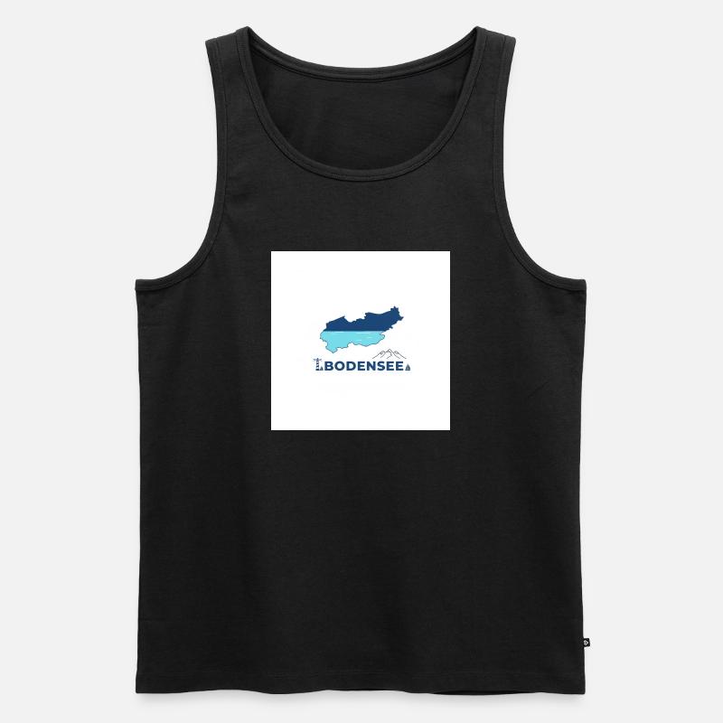 Bodensee Landschaftslogo Seeufer - Männer Premium Bio Tank Top - Schwarz