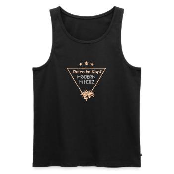 Retro im Kopf, Modern im Herz - Männer Premium Bio Tank Top - Schwarz - Vorne - AI Model Male 178 light (178cm)