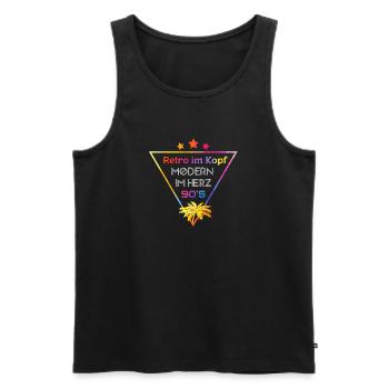 Retro Head Modern Heart 90s Flair - Men's Premium Organic Tank Top - black - Front - Michal (187cm)