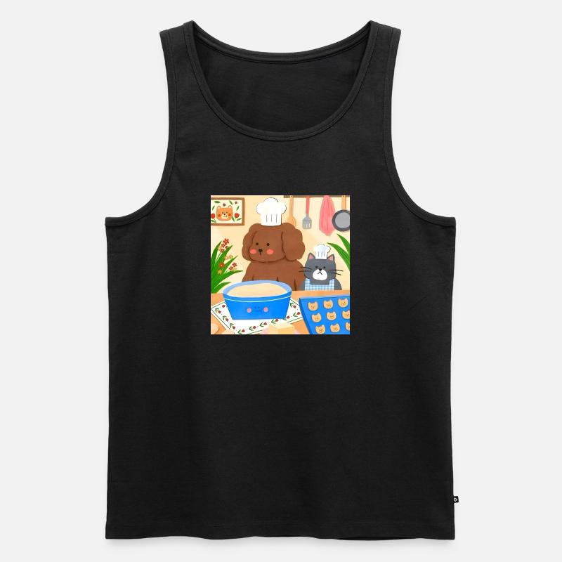 Niedliche Bäcker Illustration - Männer Premium Bio Tank Top - Schwarz