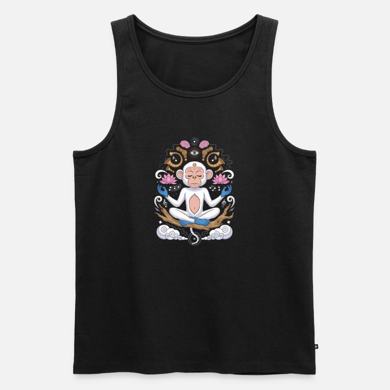  Meditierender Affe mit Lotusbett und - Männer Premium Bio Tank Top - Schwarz