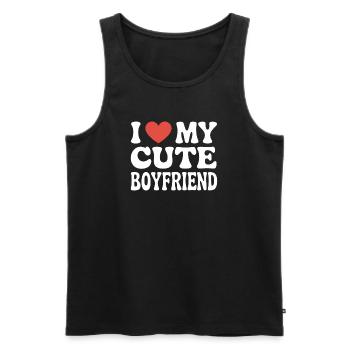 I love my cute boyfriend Liebe meinen Freund - Men's Premium Organic Tank Top - black - Front - AI Model Male 178 light (178cm)