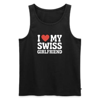 I love my swiss girlfriend Valentinstag Schweizer - Männer Premium Bio Tank Top - Schwarz - Vorne - Michal (187cm)
