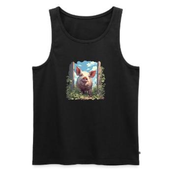 Schweine Schwein - Männer Premium Bio Tank Top - Schwarz - Vorne - AI Model Male 178 light (178cm)