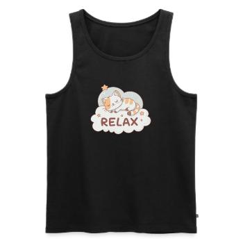 Chaton rêveur sur nuage pastel - Débardeur bio Premium Homme - noir - Devant - AI Model Male 178 light (178cm)