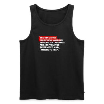 Citation satirique du gouvernement - Débardeur bio Premium Homme - noir - Devant - AI Model Male 178 light (178cm)